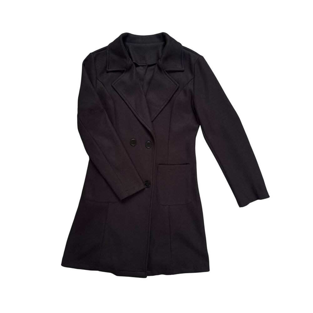 Women's Black Trench Coat, Size Medium, #1051